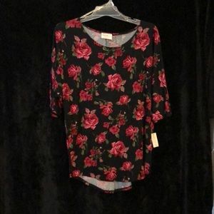 Bobby Brooks shirt Red rose plus size top size 1X nwt